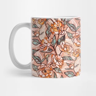 Chalk Pastel Peonies in Peach Pink Mug